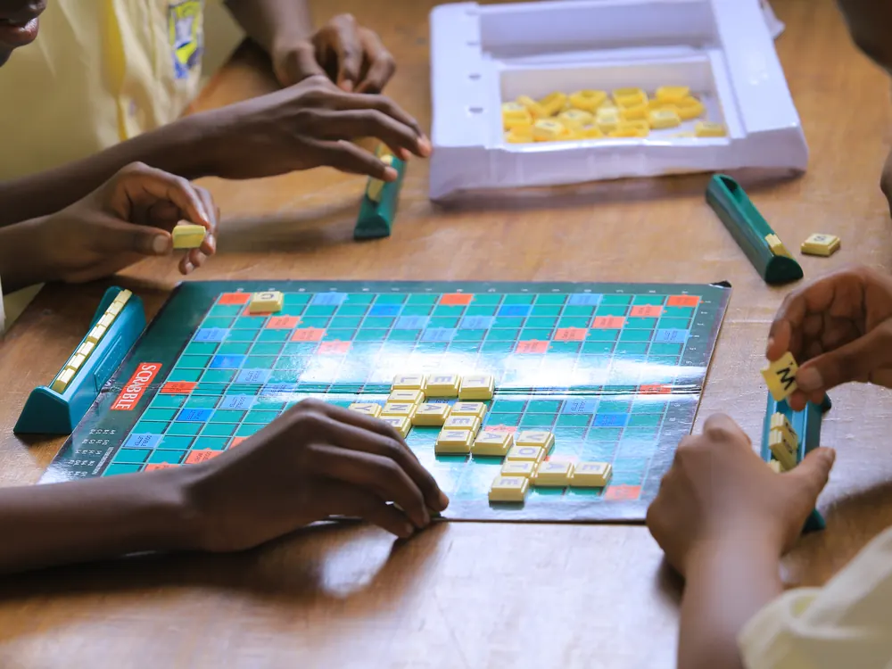 Pupils playing Scrabble