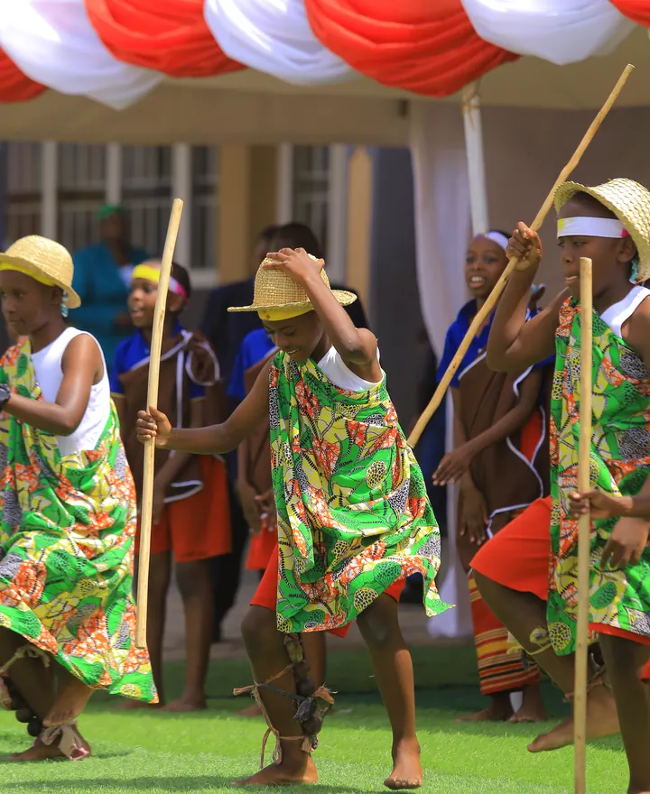 Pupils performing a traditional dance